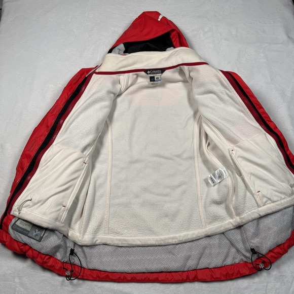 Columbia Jacket Womens Medium Red Interchange 3-in-1 Fleece Hooded Storm Dry Ski - Picture 9 of 16
